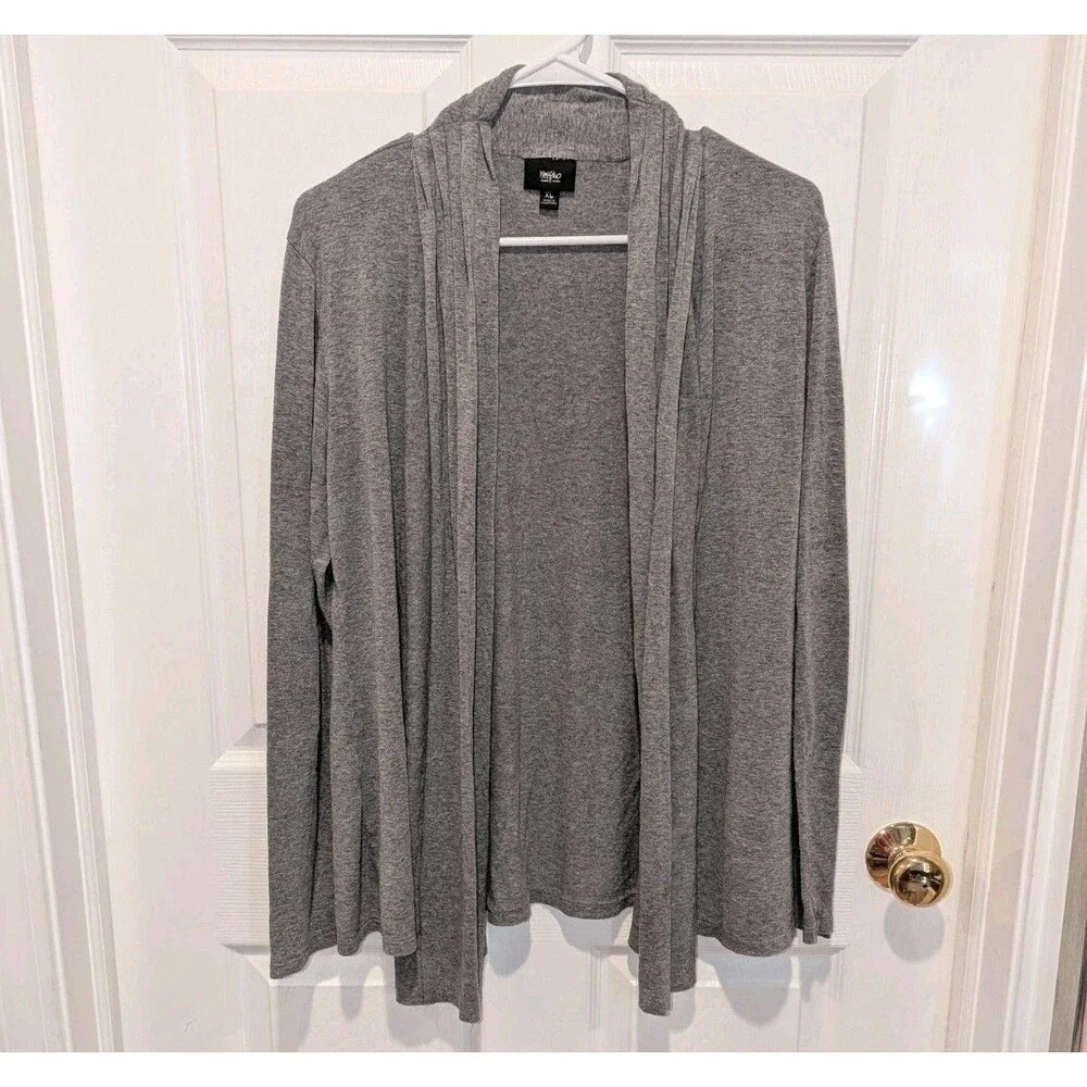 Minimalist Drape Open Front Soft‎ Gray Slub Cardigan Size XXL Cottagecore Cozy